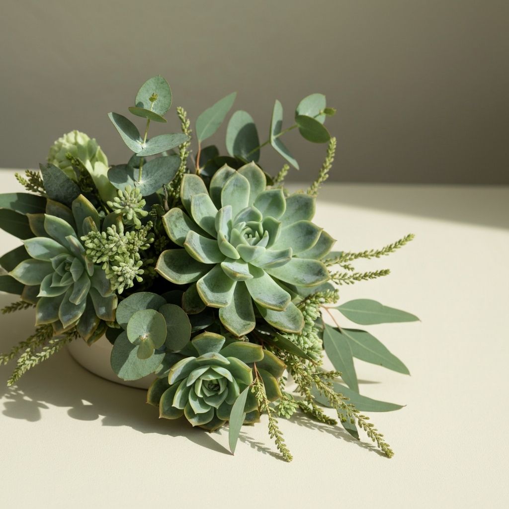 Elegante arreglo floral con suculentas